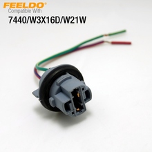 FEELDO 1PC Car 7440/W3X16D/W21W/T20 LED Bulbs Signal Lights Socket Harness Plugs Connector #AM3818 2024 - buy cheap