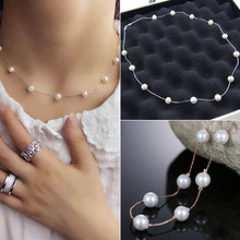 2019 Hot Fashion Charm Jewelry Pendant Chain Faux Pearl Choker Short Necklace 2024 - buy cheap