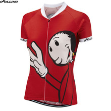 Camisa feminina circular para ciclismo, camisa de equipe bonita personalizada vermelha 2018 2024 - compre barato