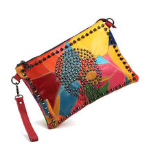 PACENTO 2017 Women Messenger Bags Skull Punk Genuine Leather Clutch Purse Evening Clutches Party Handbags Shoulder Ladies Bolsa 2024 - buy cheap