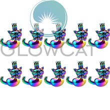 Rainbow Color Cat Beads Cage Perfume Diffuser Pearl Cage Locket Pendant 10x C941 2024 - buy cheap