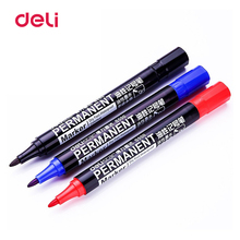 Deli 6pc Waterproof Oily Marker Pen Permanent Markers Dry Easy Black Red Blue Ink School Stationery Office Supplies CD Marker 2024 - buy cheap