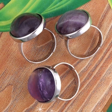 100-Unique 1 Pcs  Silver Plated Purple Amethysts Crystal Oval Adjustable Finger Ring Fashion Jewelry 2024 - buy cheap