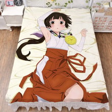 Japan Anime Girl Meets Bear Character Machi Amayadori Milk Fiber Bed Sheet & Flannel Blanket Summer Quilt 150x200cm 2024 - buy cheap