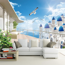 Papel tapiz decorativo de Mar Egeo, paisaje de balcón, TV, Fondo de pared 2024 - compra barato