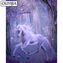 Ouyijia unicórnio de cavalo venda imperdível 5d de diamante de pintura mosaico imagem de strass bordado de diamante decoração de casa 2024 - compre barato