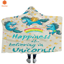 3D Printed Skull Rainbow Unicorn Hooded Blanket Gothic Sherpa Fleece Wearable Throw Blanket Bedding 200*150cm/130*150cm 2024 - buy cheap