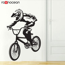Adesivo de parede de vinil para bicicleta ou bmx, arte removível para meninos, 3384 2024 - compre barato