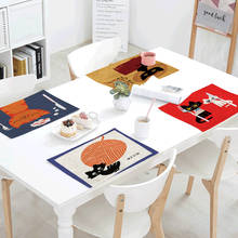 Cartoon Cats Geometric Pattern Printed Table Napkins Dish Towel Tea Coffee Table Decor 42*32cm Western Dinner Mats Home Textiles 2024 - buy cheap