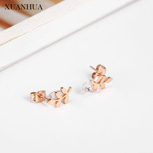 XUANHUA Rose Gold Stud Earrings Zircon Stainless Steel Jewelry Woman Vogue 2019 Jewelry Accessories Bohemian Wholesale Lots Bulk 2024 - buy cheap