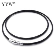 Real Black 3mm Cowhide Leather Cord Necklace With Stainless Steel Bayonet Clasp For Choker Necklace Making Rope 14/16/18/24/30" 2024 - buy cheap