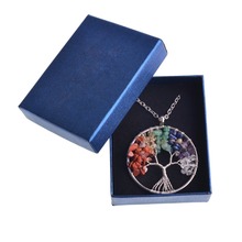 COLLAR COLGANTE de árbol de la vida de piedra Natural de 7 Chakras para mujeres tratamiento para sanación de Yoga Rainbown Cadena de acero inoxidable caja de regalo 2024 - compra barato