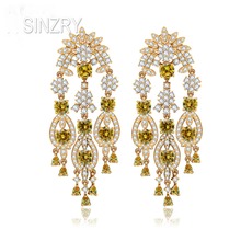SINZRY cubic zircon bling exaggerated tassel drop earrings creative elegant party bridal earring bridal fashion jewelry gift 2024 - buy cheap