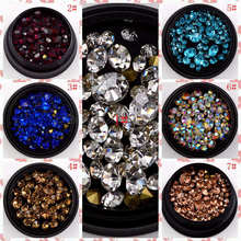 1 Pot Mix Sizes Colorful Glitter Shiny 3D Sharp Bottom Arylic Diamond Studs Nail Art Rhinestones Gems Decorations DIY Tip# 2024 - buy cheap