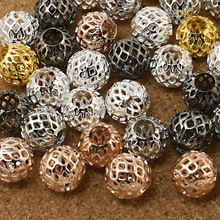 Bola redonda de metal oco, 9x10mm, 30 peças, espaçador de metal oco, miçangas diy, adequada para pulseiras charmosas europeias, fabricação de jóias, imperdível 2024 - compre barato