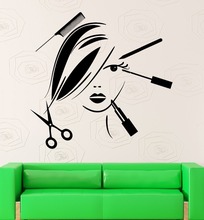 Hair Salon Wall Decal Vinyl Sticker Beauty Barber Shop Barber Tools Scissors Comb Hair Shop Window Glass Decoration Wall Sticker 2024 - buy cheap