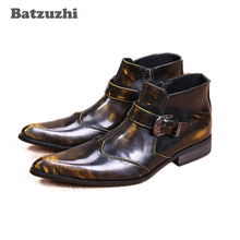 Batzuzhi botas masculinas de bronze, novas botas estilo italiano para homens, sapatos de cano alto com ponta fina para homens, tamanho grande 45/46 2024 - compre barato