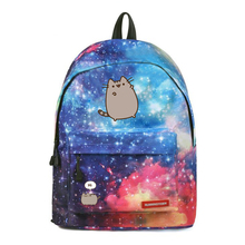 Mochila con estampado de gato gordo para adolescentes, morral escolar con estampado de estrellas, bonito unicornio, para estudiantes 2024 - compra barato