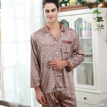 Men's Silk Sleepwear Long Sleeve Adult Silk Pyjamas Mens Pajama Sleepwear Set Loungewear Plus Striped Print Plus Size D-2165 2024 - buy cheap