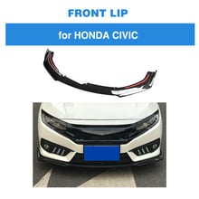 Автомобильный Стайлинг передний спойлер бампер подбородок фартук для Honda Для Civic 10th 2016-2018 PP углеродное волокно вид 3 шт./компл. 2024 - купить недорого