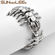 SUNNERLEES Fashion Jewelry Mens Womens Punk Centipede Link Chain Stainless Steel Bracelet SSB08 2024 - buy cheap