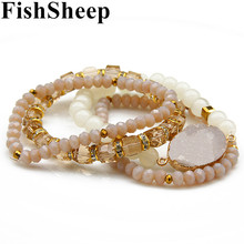 FishSheep Bohemian 4pcs/Set Multilayer Natural Stone Bracelet Set Stretch Crystal Beads Bracelets & Bangles Women Jewelry 2024 - buy cheap