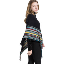 Autumn and Winter New Hot Fashion Women's Shawl Color Striped Warm Scarf Tassel Imitation Cashmere Scarf Shawl 2024 - buy cheap