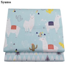 Syunss Blue Cartoon Alpaca Printed Cotton Fabric DIY Handmade Sewing Patchwork Baby Cloth Bedding Textile Quilting Tilda Tissus 2024 - buy cheap