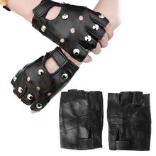 Guantes de medio Dedo de cuero Artificial para hombre y mujer, Manoplas sin dedos de cuero Artificial, estilo teátrico, Punk, Hip-Hop, para conducir, fiesta de fútbol 2024 - compra barato