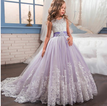 Vintage Flower Girl Dresses For Weddings Princess Beading Appliqued Lace Kids First Communion Gown Pageant Dress 2024 - buy cheap