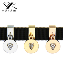 Yukam jóias strass amor pendurar em cristal coração balançar slide encantos keeper para malha keepers pulseiras acessórios fazendo 2024 - compre barato