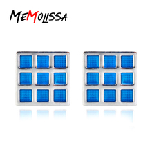 MeMolissa 3 Pairs [new style] high fashion blue arc check drip oil sleeve button French cufflinks Jewelry Gemelos Para Camisas 2024 - buy cheap