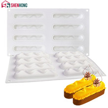 SHENHONG-Molde curvado ovalado de 8 agujeros para decoración de tartas, molde de silicona para hornear tartas, Mousse de Chocolate 2024 - compra barato