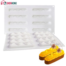 SHENHONG 8 Holes Oval Curved Tart Decoration Dessert Silicone Pastry Cake Mold For Baking Tartlet Mould Mousse Chocolate Pan 2024 - buy cheap