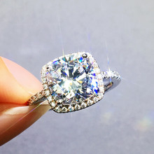 Женское кольцо для влюбленных 925 пробы, серебряная Подушка, 3 карата кубического циркония, обручальное кольцо для женщин, свадебный ювелирный подарок на палец 2024 - купить недорого