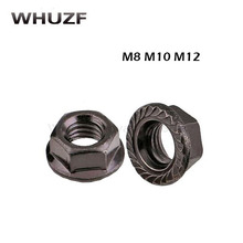 M8 m10 m12 flange porca din6923 liga de aço preto anti skid pesado prevalecendo torque tipo bloqueio hex hexágono 2024 - compre barato