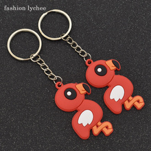 fashion lychee 2pcs Silicone Rubber Lovely Flamingos Love Heart Key Chain Children School Bag Hanging Pendant 2024 - buy cheap