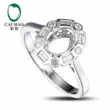 CaiMao Oval cut Semi Mount Ring Settings &  0.26ct  Diamond 18k  White Gold Gemstone Engagement Ring Fine Jewelry 2024 - buy cheap
