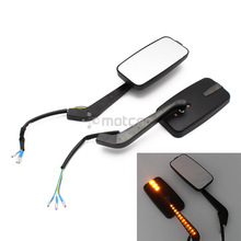 Motorcycle Side Rearview Mirror + Amber Led Turn Signal Running Light 8/10mm Adapters Universal Fit for Honda Kawasaki Suzuki 2024 - compre barato
