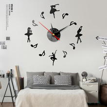 Ballet wall clock Dance classroom decoration wall clock acrylic digital wall clock mirror wall sticker duvar saati reloj de pare 2024 - buy cheap