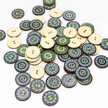 50 pçs/lote 25mm botão de madeira natural impresso estilo retro costura roupas crianças artesanato scrapbooking acessórios 2024 - compre barato
