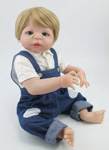 22" Full Silicone Bebe Reborn Boy Dolls 55cm Lifelike Vinyl Newborn Baby Toddler Doll Toy Waterproof Body Blonde Hair 2024 - buy cheap