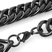 18mm Heavy Mens Chain Boys Necklace Double Curb Cuban Link Necklace / Bracelet Punk Black 316L Stainless Steel Necklace 7-40" 2024 - buy cheap