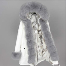 maomaokong 2021 new women outwear thick warm  real fox fur collar faux fur Liner long winter jacket 2024 - buy cheap
