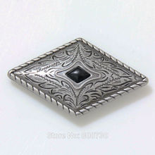 (KB303) 50pc Prairie Dust Diamond Concho Antique-Silver w/ Black Turquoise Stone Concho 2024 - buy cheap