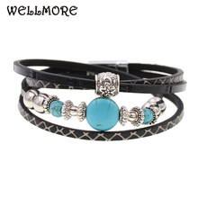 WELLMORE stone beads bracelets leather bracelet charm bracelets for women Bohemian bracelet drop shipping 2024 - buy cheap