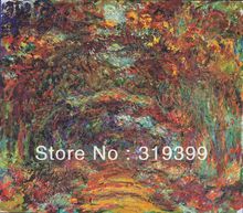 Oil Painting Reproduction on Linen canvas,The Rose-Way in Giverny by claude monet,100% handmade,Free Fast Ship,museum quality 2024 - buy cheap