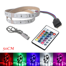 5050RGB Colour Changing+Remote Control 50-200CM USB LED Strip Light TV Back Lamp Day White Warm White Blue/RGB Bicycle Strip J20 2024 - buy cheap