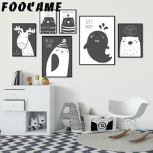 FOOCAME Penguin Cat Bear Picture Animal Nursery Poster Child Wall Art Canvas Print Painting Nordic Kids Baby Bedroom Decoration 2024 - buy cheap