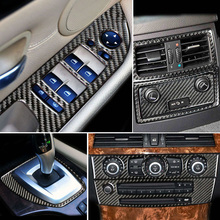 Fibra de carbono interior do carro caixa de velocidades ar condicionado cd painel porta apoio braço decoração tiras capa guarnição adesivos para bmw série 5 e60 2024 - compre barato